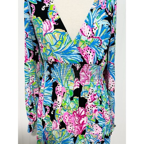 Lilly Pulitzer Women's Mistral Maxi Onyx Jaguar Jungle Dress Multicolor Large - Picture 13 of 14